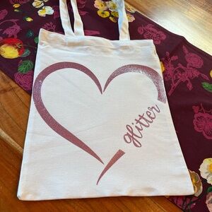Glitter Heart White Tote Bag